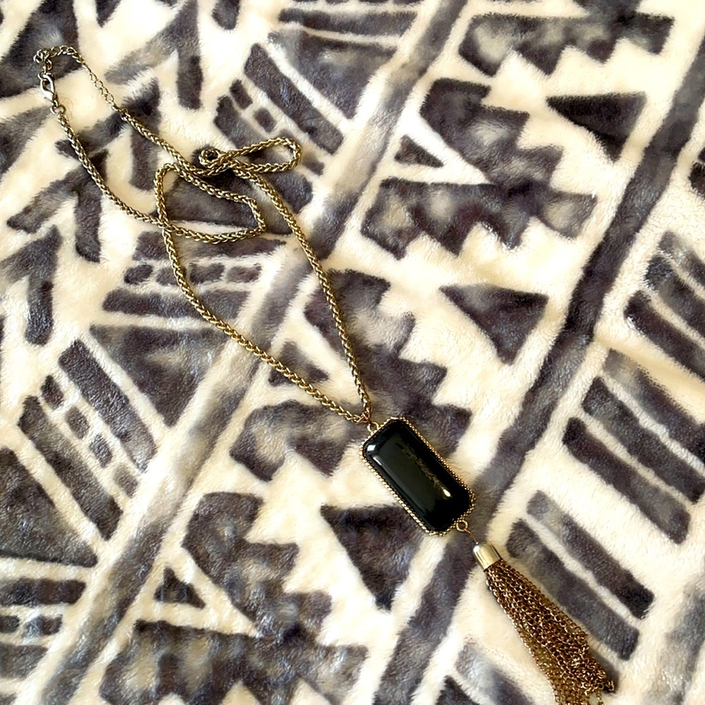 Black and gold pendant necklace